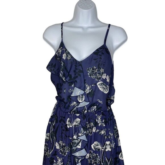 Parker Womens Blue Floral Sleeveless V Neck Comfort Fit And Flare Dress Size XS - Picture 3 of 9